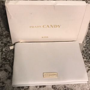 Authentic White Prada makeup pouch